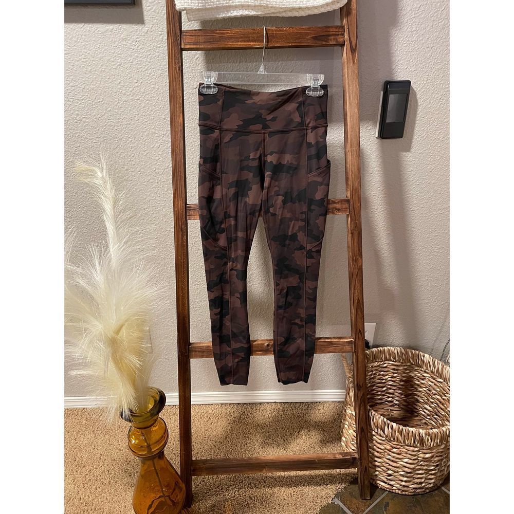 Lululemon cropped high rise fast & free tight legging 25” camo brown